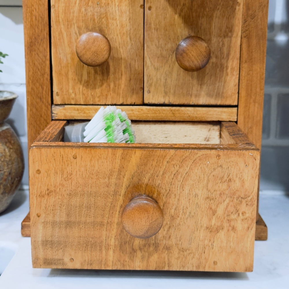 Vintage Wooden Apothecary Spice Chest 7 Drawer Rustic Farmhouse Cabinet Storage - Picture 5 of 16